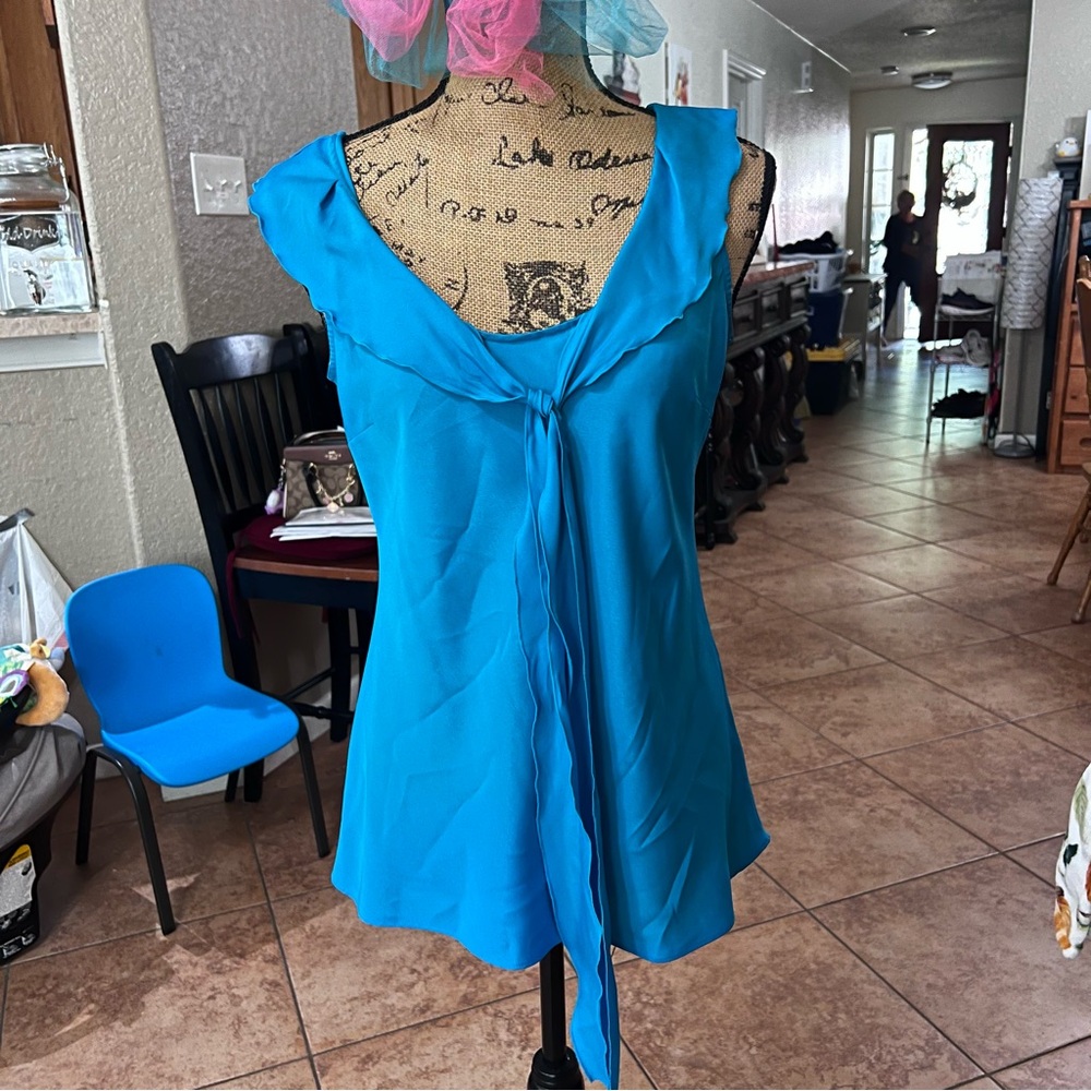 Banana Republic Vibrant Blue Tie-Front Blouse - Picture 4 of 4
